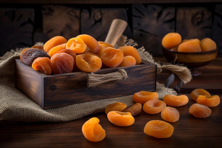 Lots of dried apricots. AI Generatedの素材