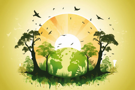 Ecology and nature conservation. AI Generatedの素材