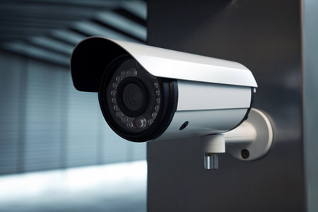 Surveillance camera close-up. AI Generatedの素材