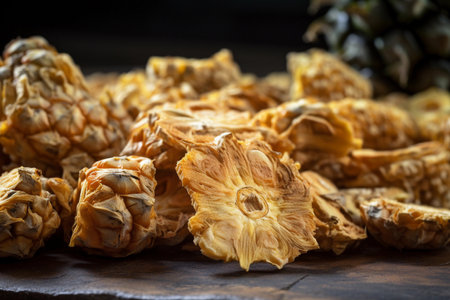 Dried pineapple slices. AI Generatedの素材