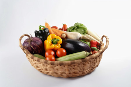 Basket with vegetables isolate. AI Generatedの素材