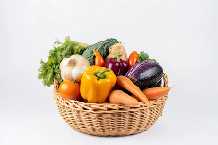Basket with vegetables isolate. AI Generatedの素材