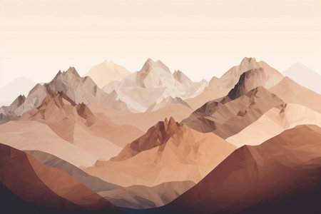 landscape with mountains. AI Generatedの素材