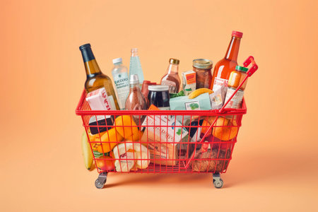 products in a supermarket cart. AI Generatedの素材