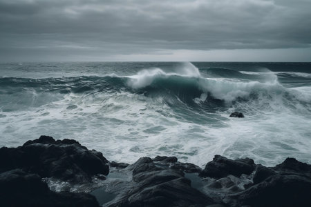 A beautiful and mighty ocean. ocean waters. AI Generatedの素材