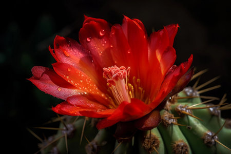 Red cactus flower. AI Generatedの素材