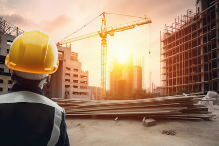 construction industry. Construction of houses. AI Generatedの素材