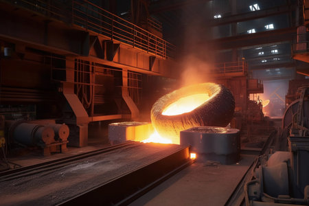 Metallurgical industry and metal production. AI Generatedの素材