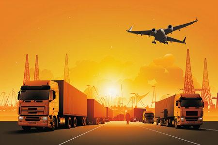 transport and logistics. AI Generatedの素材