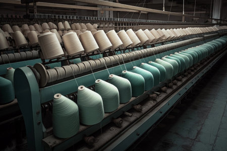 textile industry. Fabric and clothing manufacturing factory. AI Generatedの素材