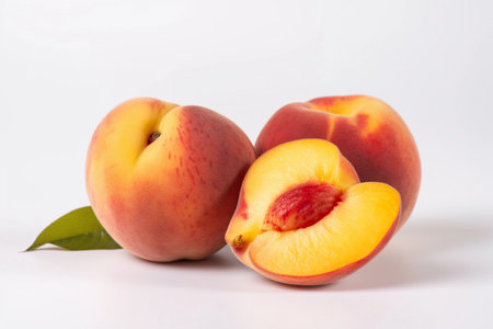 Peach on a white background. AI Generatedの素材
