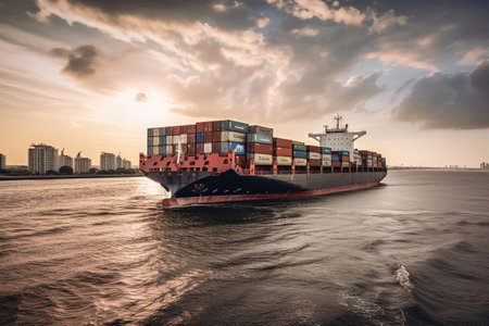 Sea container delivery. AI Generatedの素材