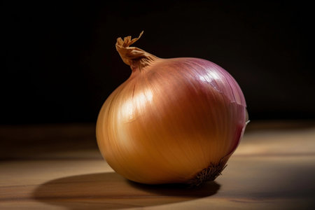 One onion on the table. AI Generatedの素材