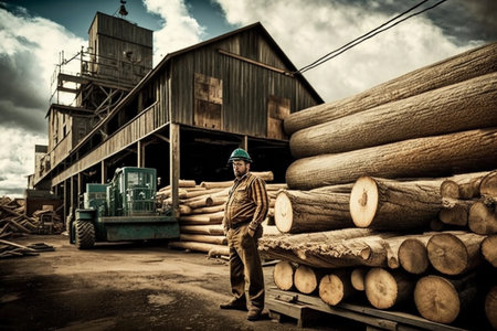 Woodworking industry and wood production. AI Generatedの素材
