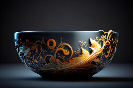 ancient patterned bowl. AI Generatedの素材