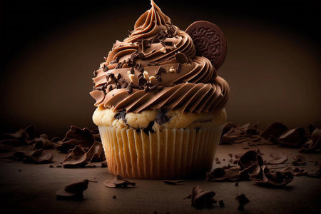 cupcake with chocolate. AI Generatedの素材