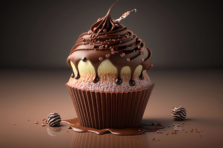 cupcake with chocolate. AI Generatedの素材
