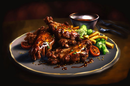 fried ribs dish. AI Generatedの素材