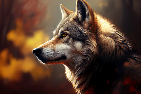 The wolf is a beautiful portrait. AI Generatedの素材
