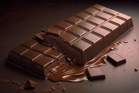 Milk chocolate and chocolate bar. AI Generatedの素材