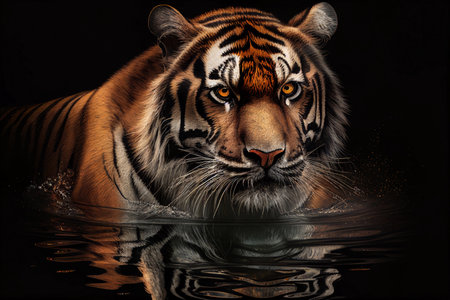 Tiger is an animal and predator. AI Generatedの素材