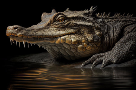 Alligator crocodile amphibian predator. AI Generatedの素材