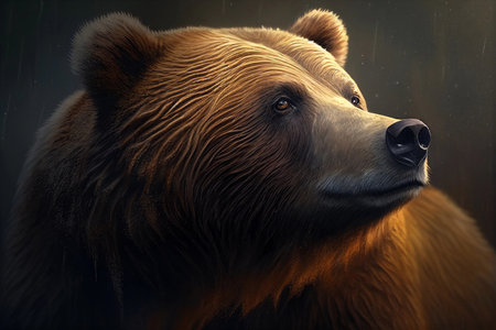 Brown bear portrait close-up. AI Generatedの素材