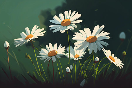 daisies background illustration. AI Generatedの素材