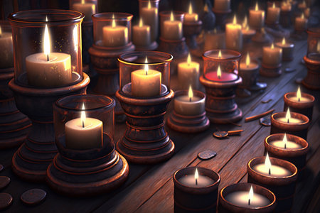 Many candles in the dark AI Generatedの素材