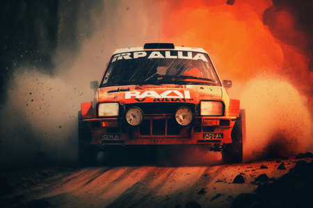 Rally and sports car. AI Generatedの素材