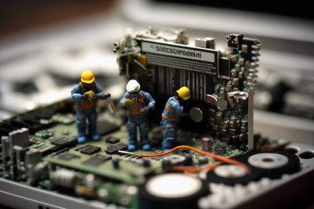 Computer repair close-up. AI Generatedの素材