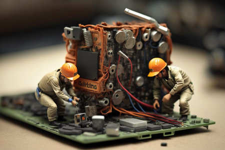 Computer repair close-up. AI Generatedの素材