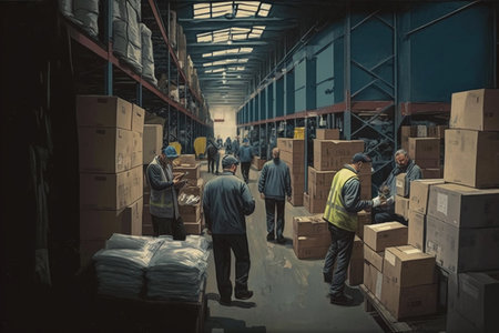 Work as a storekeeper in a warehouse. AI Generatedの素材