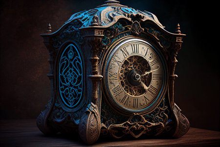 Antique table clock. AI Generatedの素材
