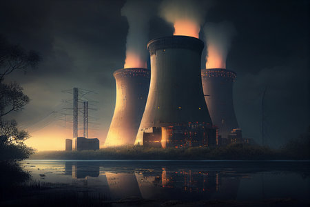 nuclear power plant. AI Generatedの素材