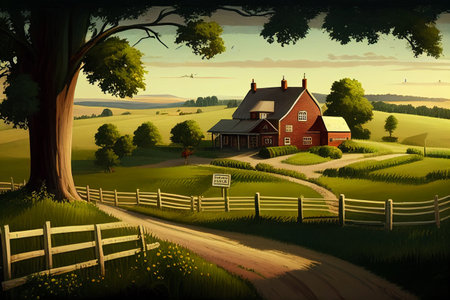 beautiful rural landscape. AI Generatedの素材