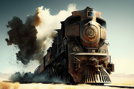 Old steam locomotive train. AI Generatedの素材
