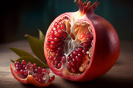 Pomegranate fruit close-up. AI Generatedの素材
