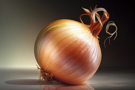 One onion close-up. AI Generatedの素材