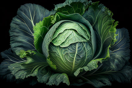 White cabbage is growing. AI Generatedの素材