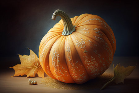 One yellow pumpkin. AI Generatedの素材