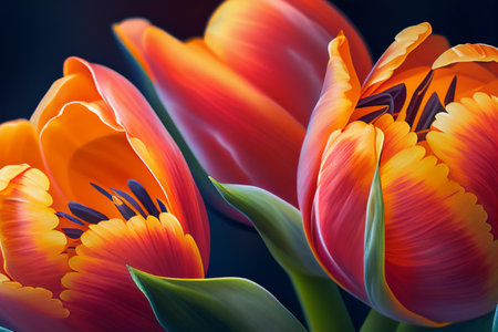 Tulips flowers close-up. AI Generatedの素材