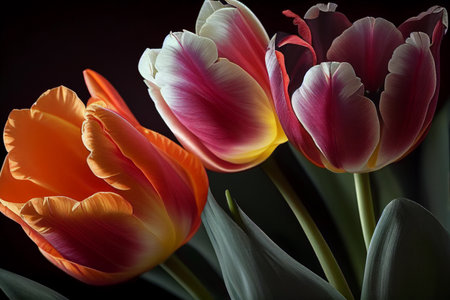 Tulips flowers close-up. AI Generatedの素材