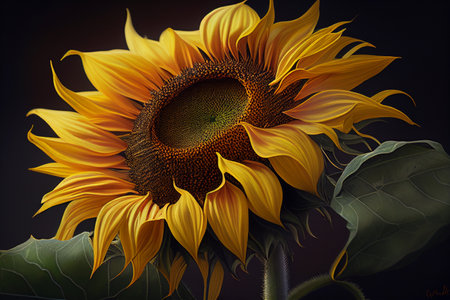 Sunflower flower close-up. AI Generatedの素材