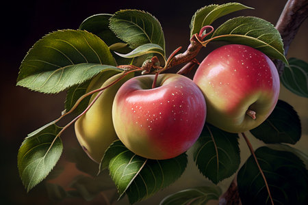 Red apples grow. AI Generatedの素材