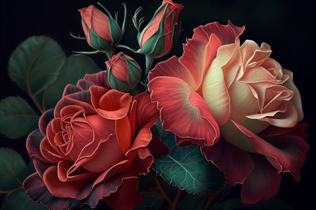 pink rose flowers. AI Generatedの素材