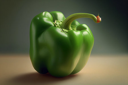 Green pepper close-up. AI Generatedの素材