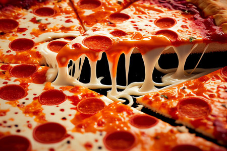 Pizza with sausage. AI Generatedの素材