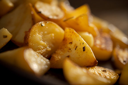 Fried potatoes close-up. AI Generatedの素材