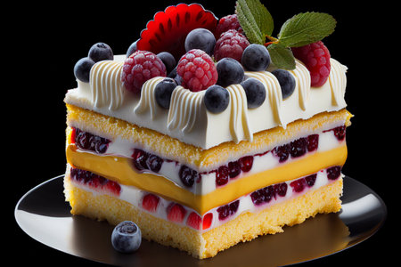 Cake with berries. AI Generatedの素材